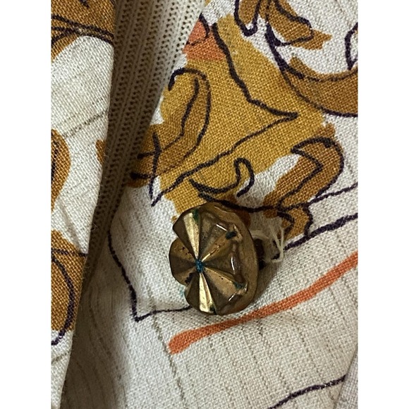 Vintage 50s Day Dress Sz L Gold Cream Letters Rockabilly Retro Feminine - Picture 4 of 10